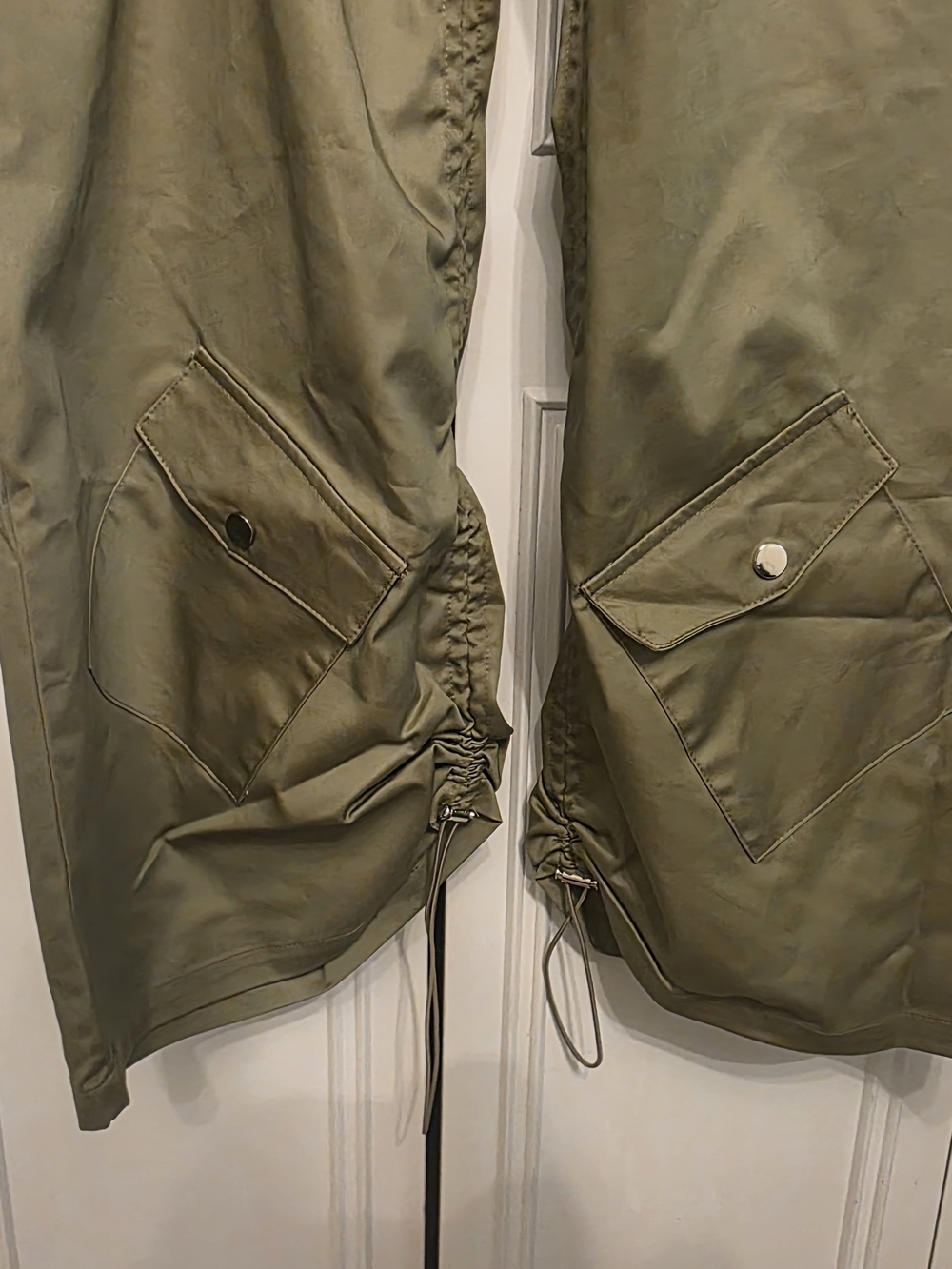 Finesse Olive Green Wide-Leg Cargo Trousers - Picture 3 of 4